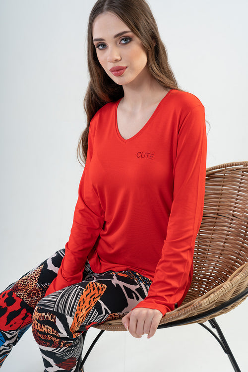 KADIN VISCON UZUN KOL PIJAMA TAKIM 202075 - Vienetta1.GrupY.NARCICEK