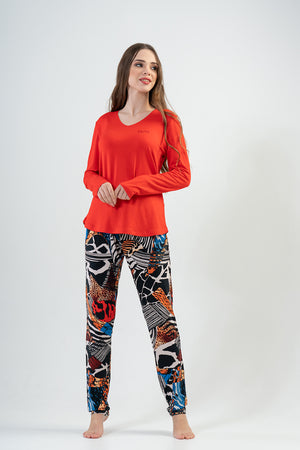 KADIN VISCON UZUN KOL PIJAMA TAKIM 202075 - Vienetta1.GrupY.NARCICEK