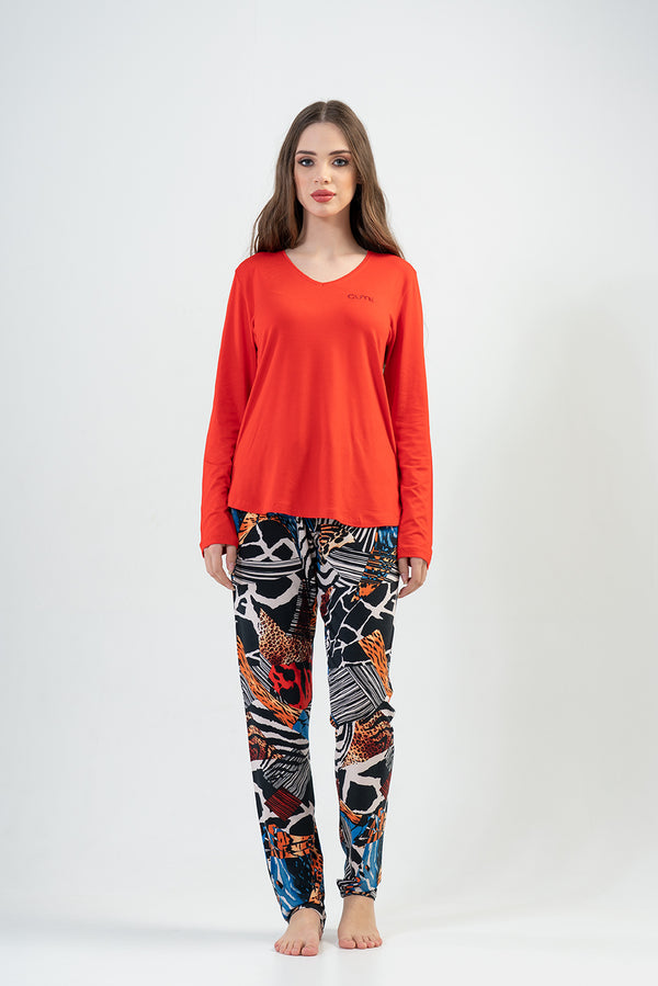 KADIN VISCON UZUN KOL PIJAMA TAKIM 202075 - Vienetta1.GrupY.NARCICEK