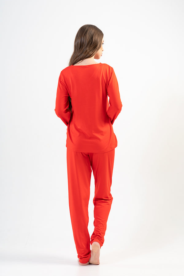 Woman Fiery Red Pyjama Set