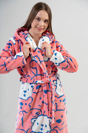 Woman Pink Dressing Gown