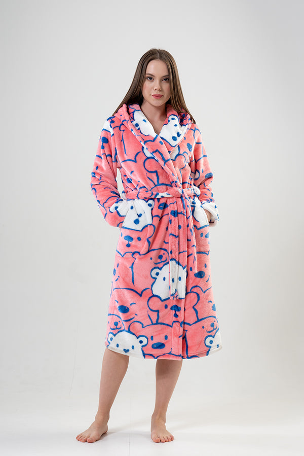 Woman Pink Dressing Gown