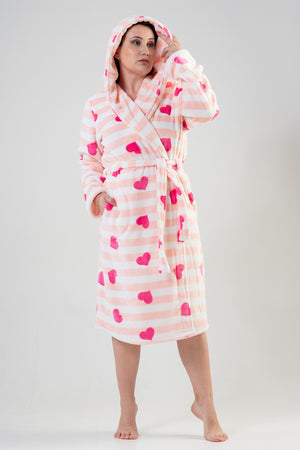 Woman Big Size Softy Heart Dressing Gown