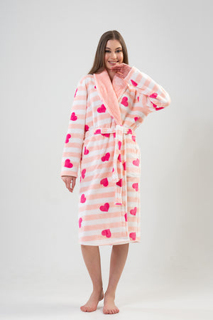 Woman Fuchsia Long Dressing Gown