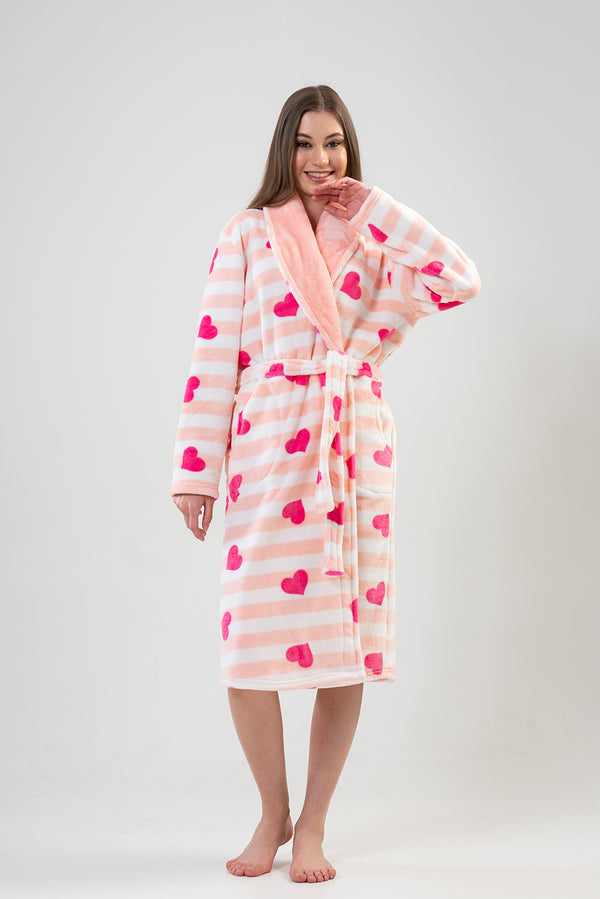 Woman Fuchsia Long Dressing Gown