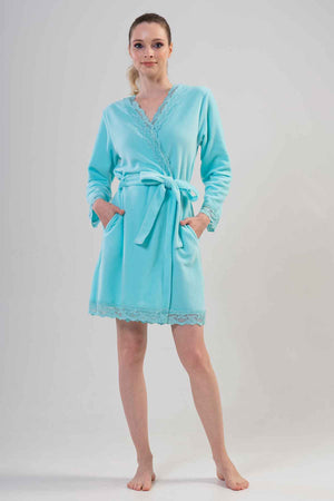 KADIN POLAR UZUN KOL DANTELLI KISA CEPLI SABAHLIK 203039 - Vienetta1.GrupMINT