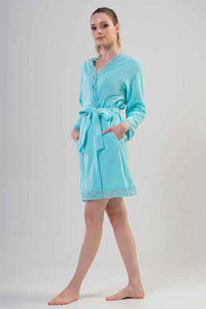 Woman Fleece Minte Dressing Gown
