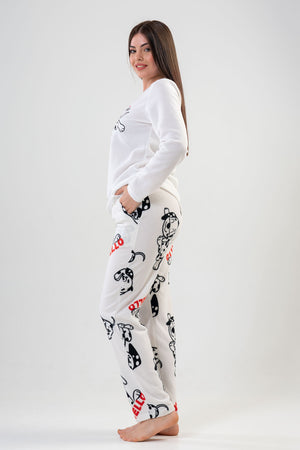 KADIN POLAR UZUN KOL PIJAMA TAKIM 203042 - Vienetta1.GrupBRIGHT WHITE