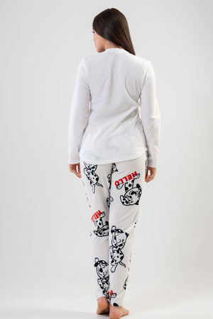 KADIN POLAR UZUN KOL PIJAMA TAKIM 203042 - Vienetta1.GrupBRIGHT WHITE