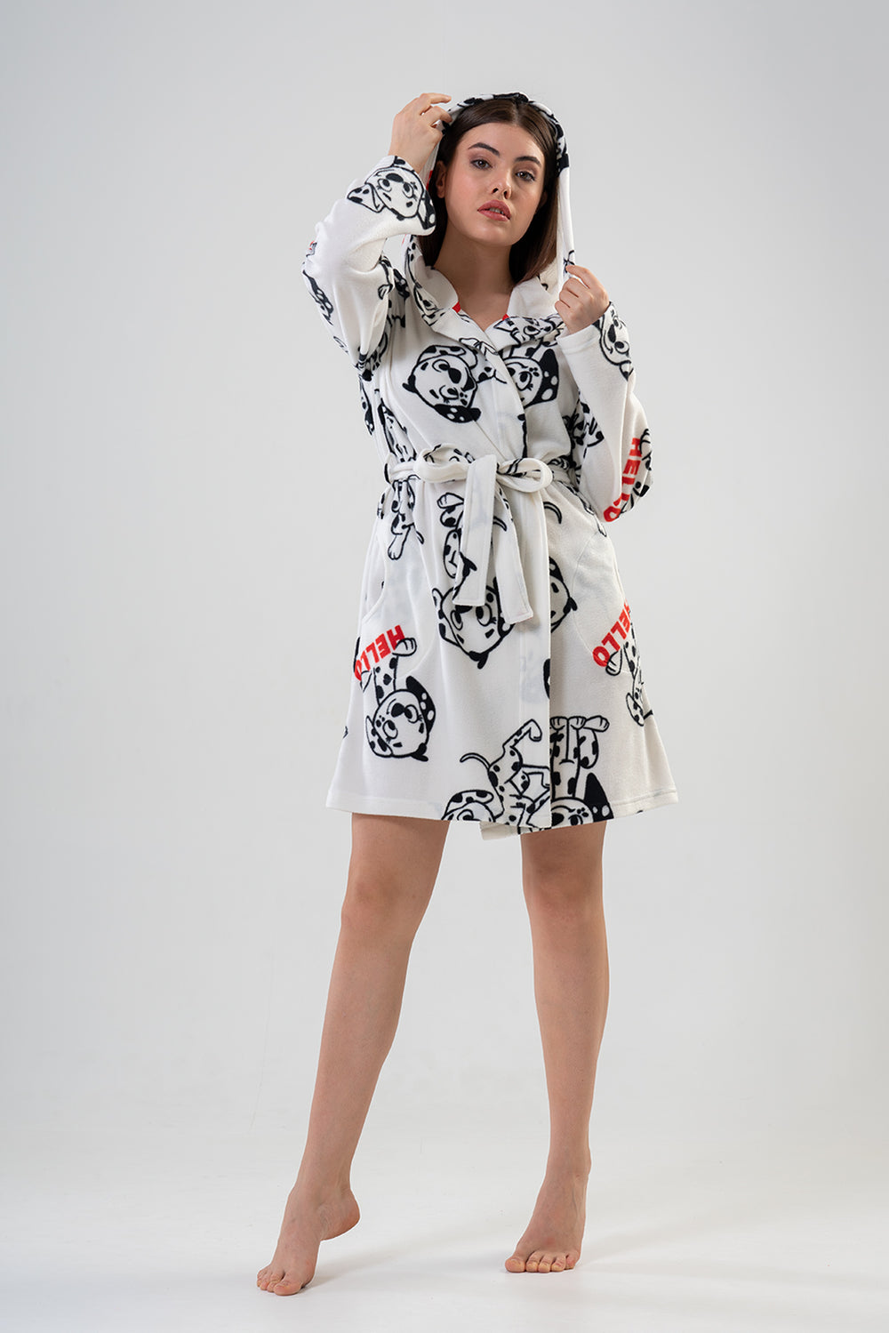 Woman Sweet Dog Fleece Dressing Gown