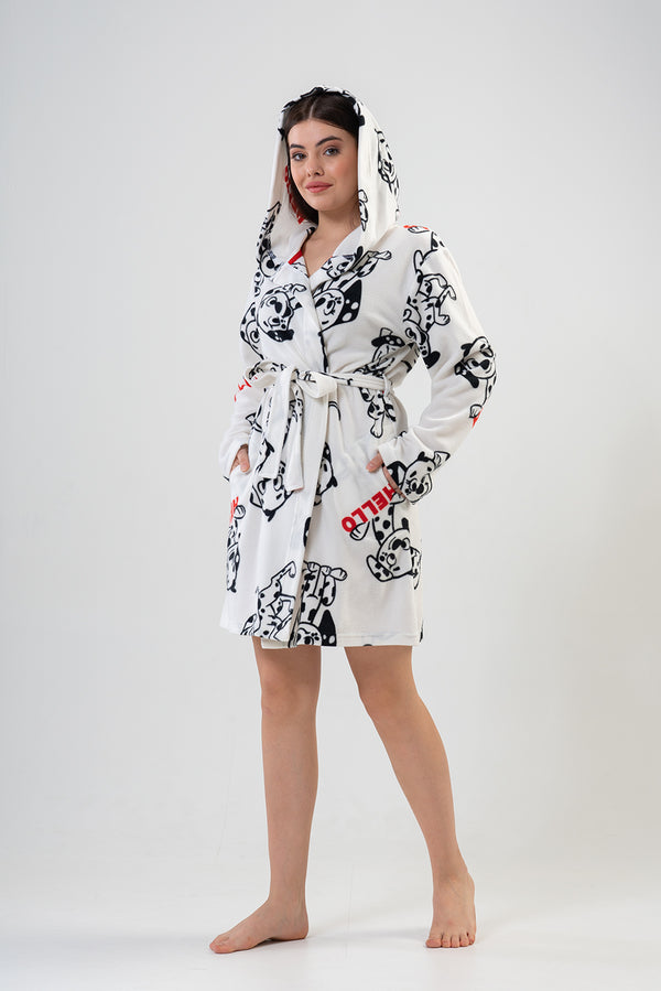 KADIN POLAR KAPSONLU UZUN KOL KISA SABAHLIK 203043 - Vienetta1.GrupBRIGHT WHITE