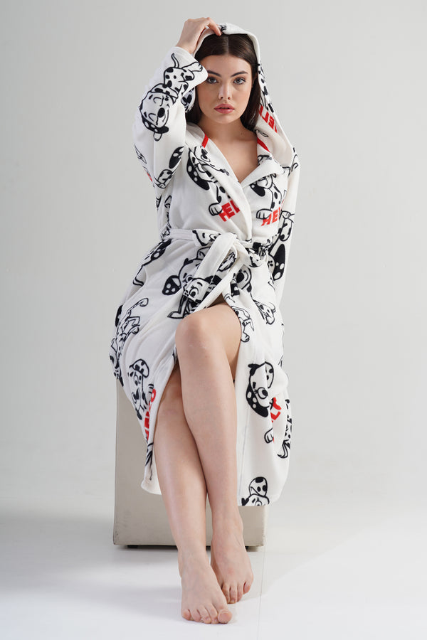 KADIN POLAR KAPSONLU UZUN KOL UZUN SABAHLIK 203044 - Vienetta1.GrupBRIGHT WHITE