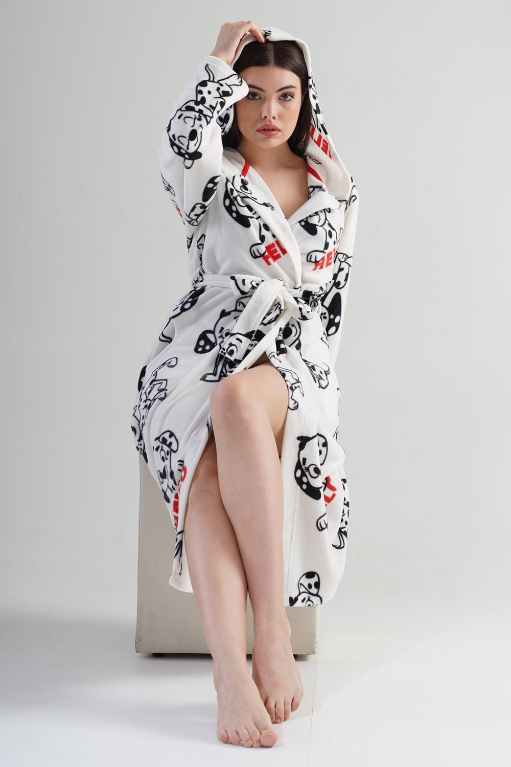 KADIN POLAR KAPSONLU UZUN KOL UZUN SABAHLIK 203044 - Vienetta1.GrupBRIGHT WHITE