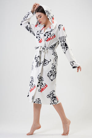 Woman Sweet Dog Dressing Gown