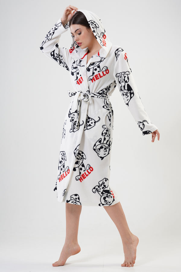 KADIN POLAR KAPSONLU UZUN KOL UZUN SABAHLIK 203044 - Vienetta1.GrupBRIGHT WHITE