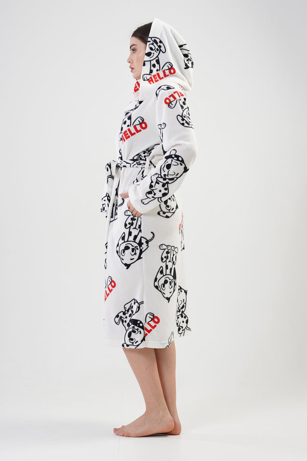 KADIN POLAR KAPSONLU UZUN KOL UZUN SABAHLIK 203044 - Vienetta1.GrupBRIGHT WHITE