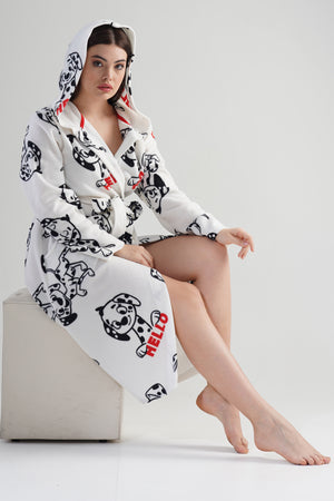 KADIN POLAR KAPSONLU UZUN KOL UZUN SABAHLIK 203044 - Vienetta1.GrupBRIGHT WHITE