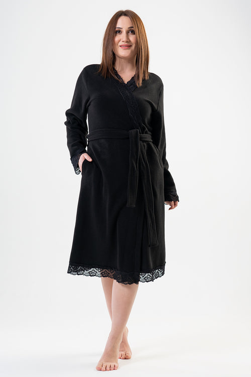 Woman Big Size Black Dressing Gown