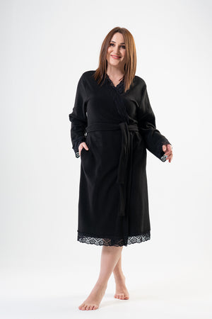 Woman Big Size Black Dressing Gown