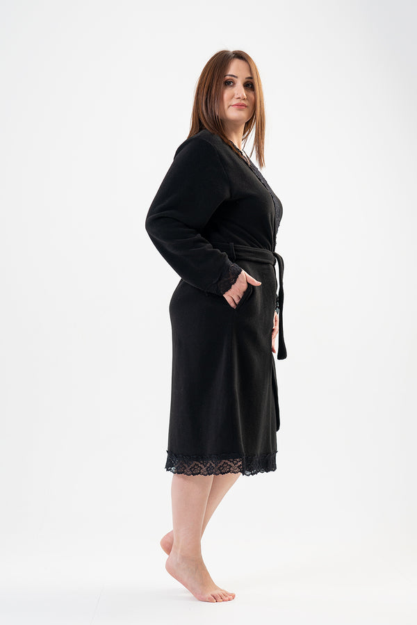 KADIN POLAR XXL UZUN KOL SABAHLIK 203046 - Vienetta1.GrupSIYAH