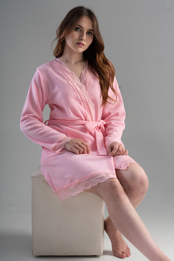 Woman Pink Lace Dressing Gown - Vienetta1.GrupPINK