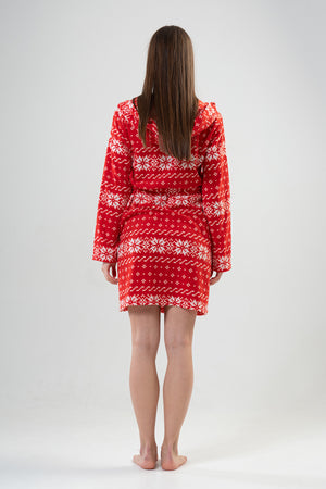 Woman Fleece Christmas Pattern Dressing Gown