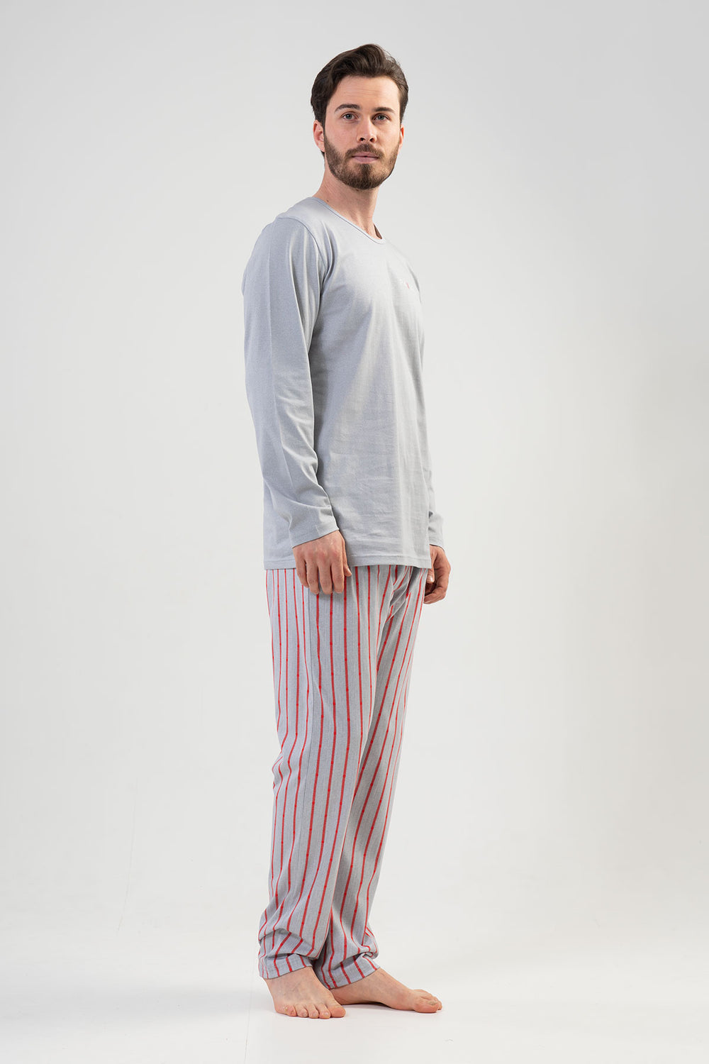 CEPLI ERKEK P.SUPREM O YAKA UZUN KOL PIJAMA TAKIM 203149 - Vienetta1.GrupGRAY