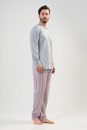 CEPLI ERKEK P.SUPREM O YAKA UZUN KOL PIJAMA TAKIM 203149 - Vienetta1.GrupGRAY