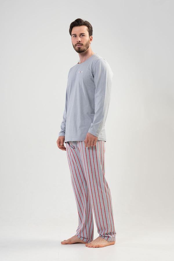 CEPLI ERKEK P.SUPREM O YAKA UZUN KOL PIJAMA TAKIM 203149 - Vienetta1.GrupGRAY