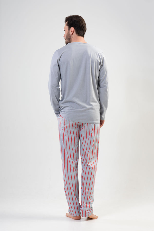 CEPLI ERKEK P.SUPREM O YAKA UZUN KOL PIJAMA TAKIM 203149 - Vienetta1.GrupGRAY