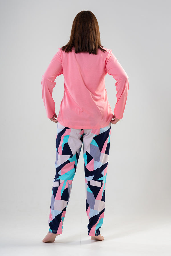 KADIN P.SUPREM XXL O YAKA UZUN KOL ETEGI OVAL CEPLI PIJAMA TAKIM 203167 - Vienetta1.GrupCOTTONPINK