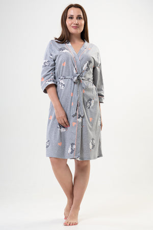 Woman Big Size Porky Poor Sleeve Dressing Gown