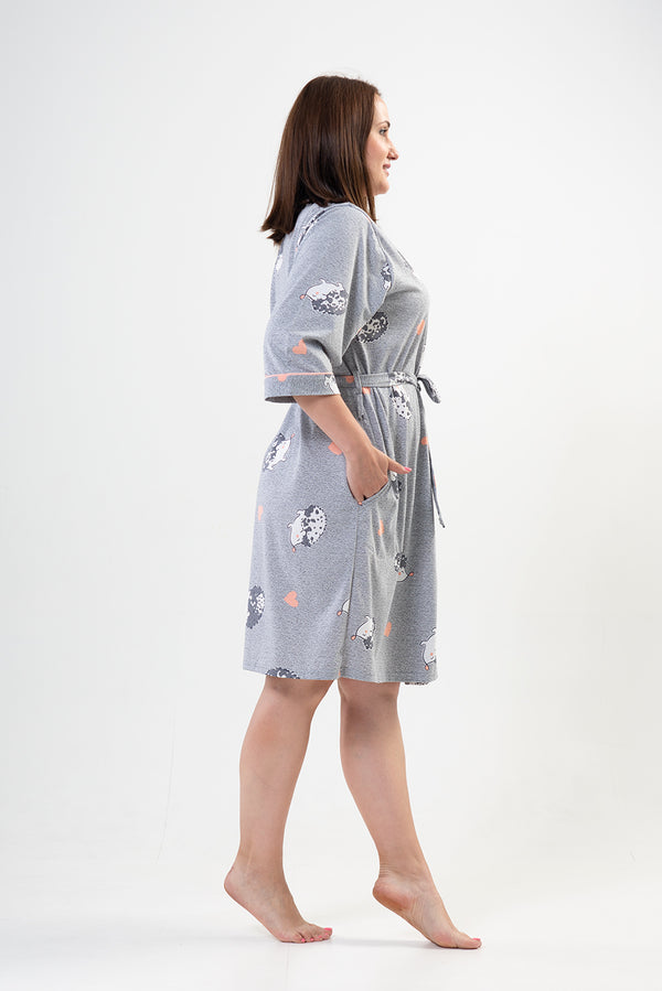 Woman Big Size Porky Poor Sleeve Dressing Gown