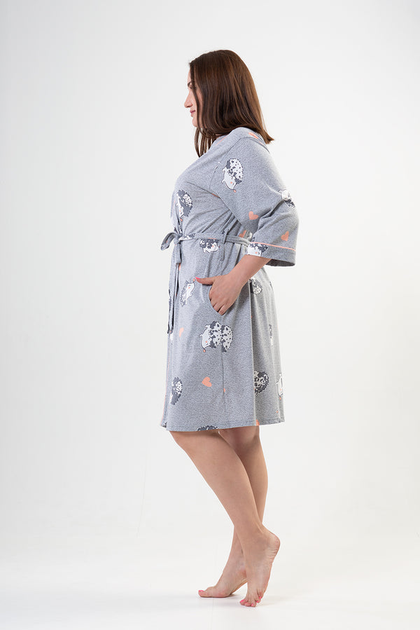 Woman Big Size Porky Poor Sleeve Dressing Gown