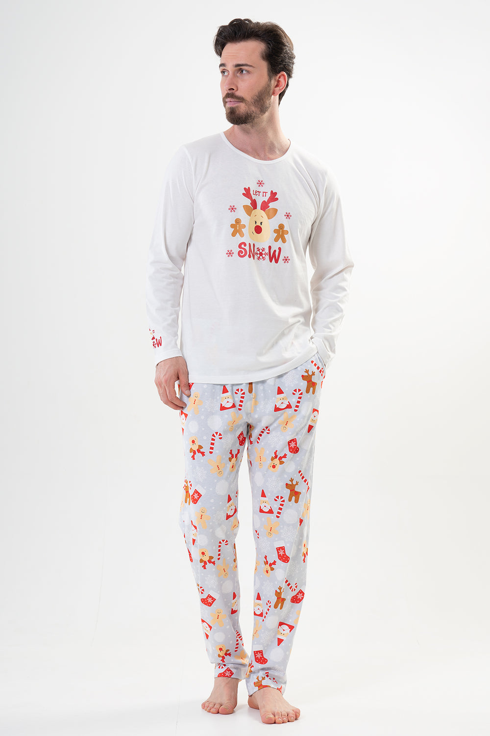 CEPLI ERKEK P.SUPREM O YAKA UZUN KOL PIJAMA TAKIM 204167 - Vienetta1.GrupBRIGHT WHITE