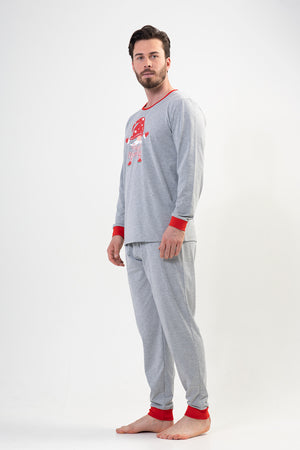CEPLI ERKEK P.SUPREM O YAKA UZUN KOL MANSETLI PIJAMA TAKIM 204192 - Vienetta1.GrupGRAY MELANGE
