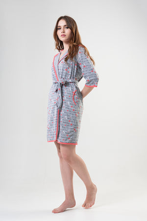Woman Pink Line Dressing Gown