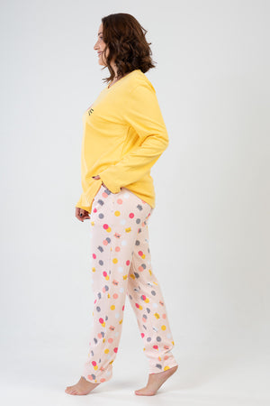 KADIN INTERLOK XXL UZUN KOL PIJAMA TAKIM 208009 - Vienetta1.GrupYELLOW
