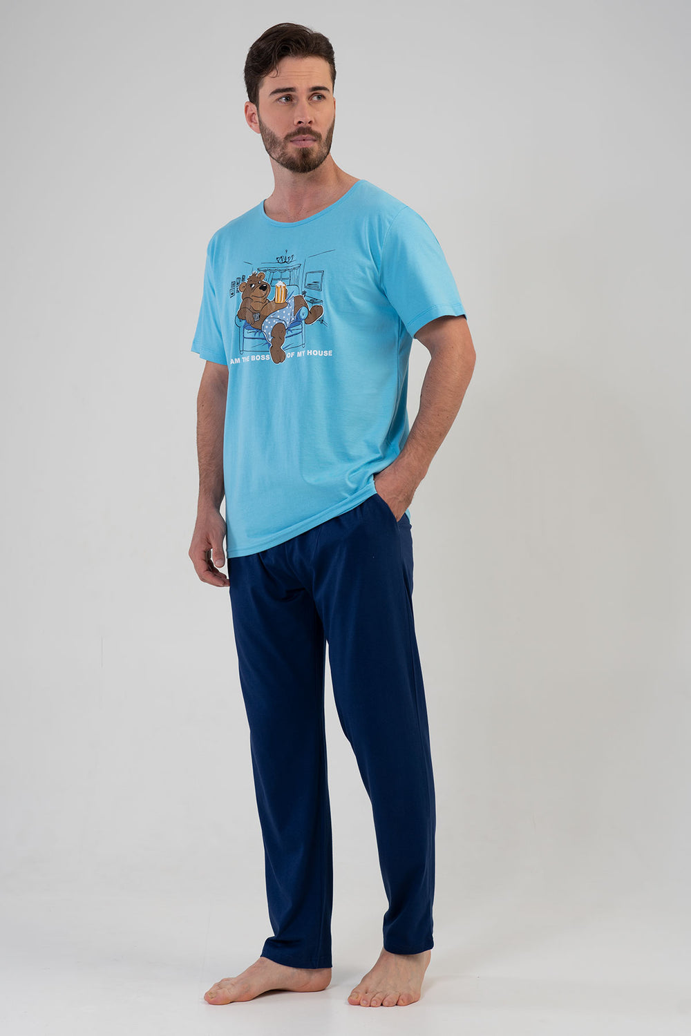 CEPLI ERKEK P.SUPREM XXL O YAKA KISA KOL PIJAMA TAKIM 208036 - Vienetta4.GrupBLUE ATOLL