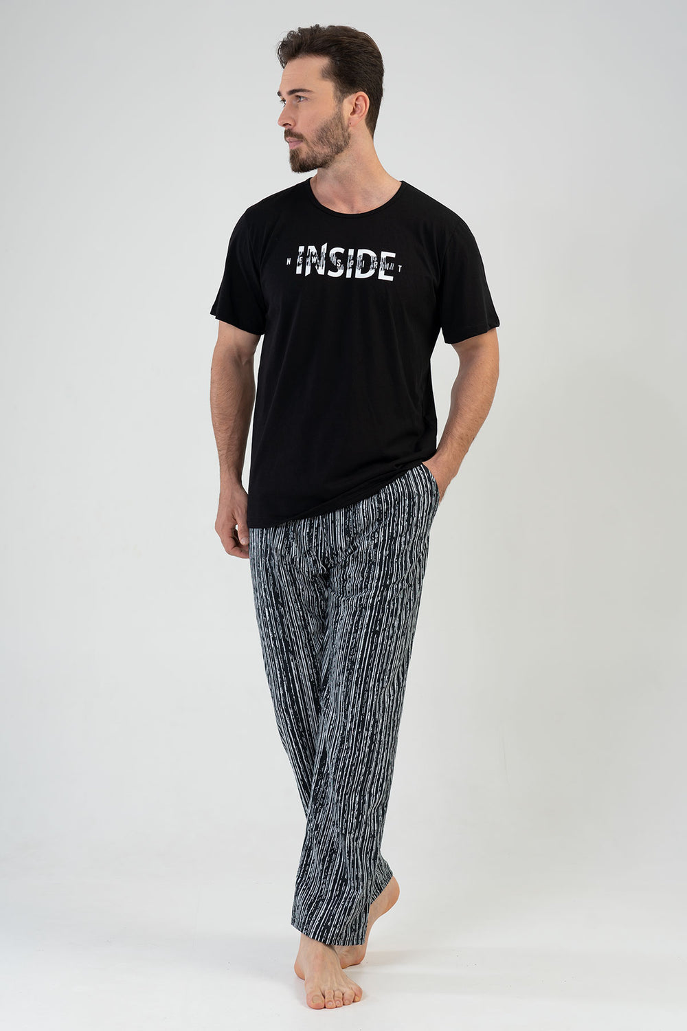 CEPLI ERKEK P.SUPREM O YAKA KISA KOL PIJAMA TAKIM 208057 - Vienetta1.GrupBLACK