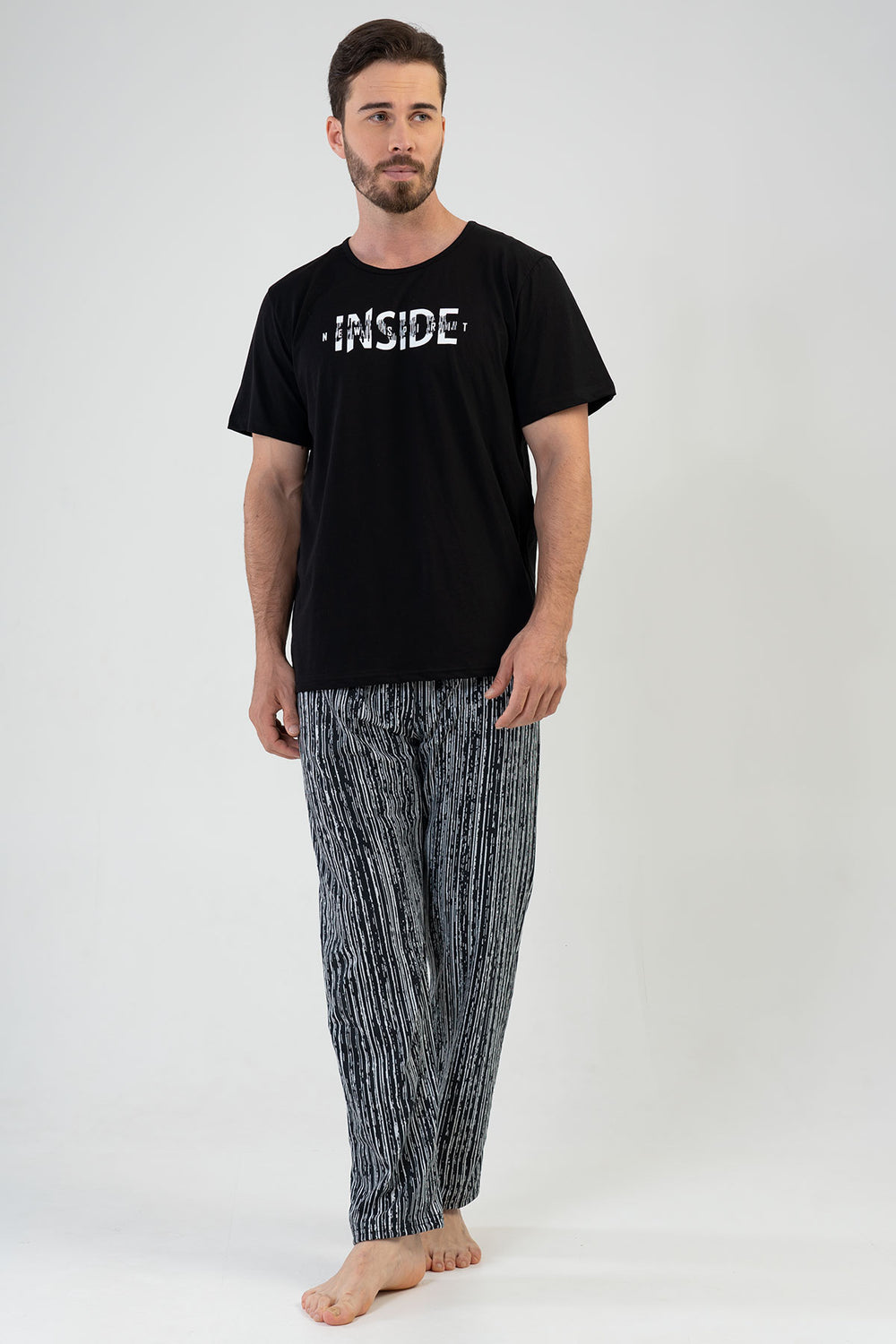 CEPLI ERKEK P.SUPREM O YAKA KISA KOL PIJAMA TAKIM 208057 - Vienetta1.GrupBLACK