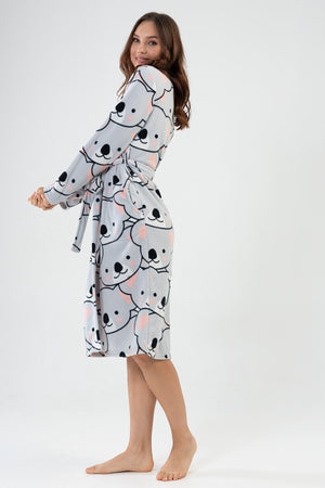 KADIN POLAR UZUN KOL UZUN SABAHLIK 209003 - Vienetta1.GrupGRAY MELANGE