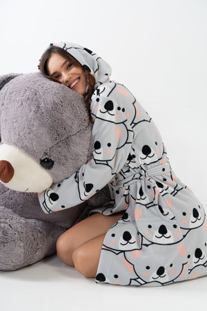 KADIN POLAR KAPSONLU UZUN KOL KISA SABAHLIK 209004