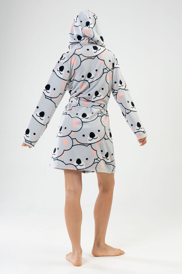 KADIN POLAR KAPSONLU UZUN KOL KISA SABAHLIK 209004 - Vienetta1.GrupGRI MELANJ