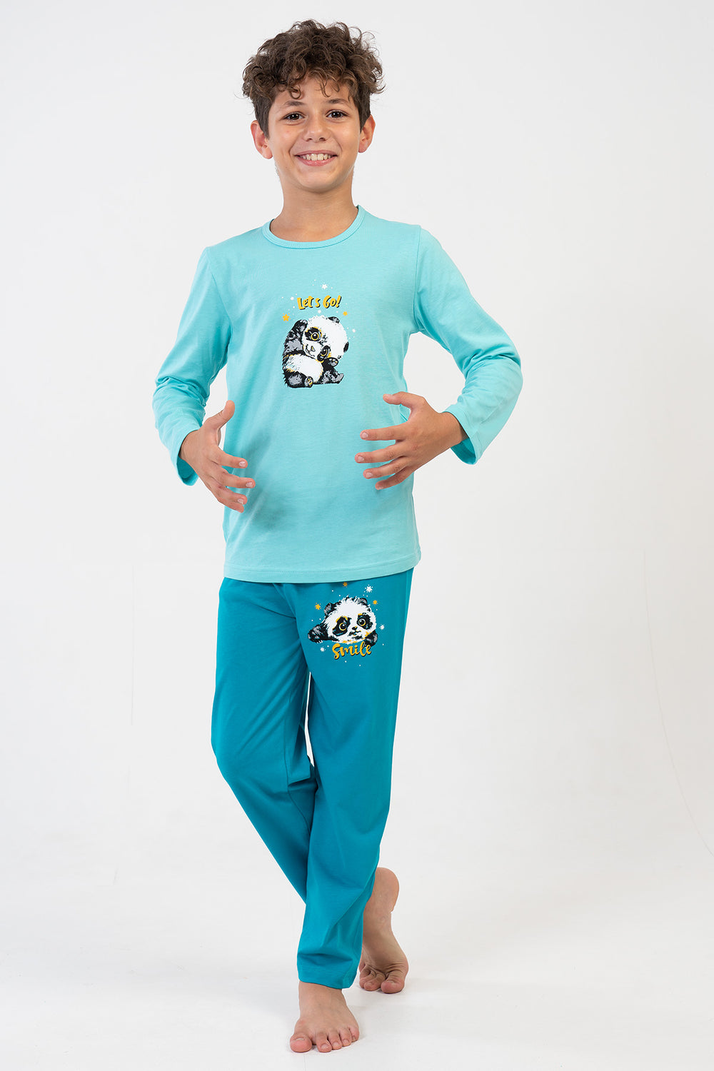 ERKEK COCUK P.SUPREM O YAKA UZUN KOL PIJAMA TAKIM 209029 - Vienetta1.GrupMINT