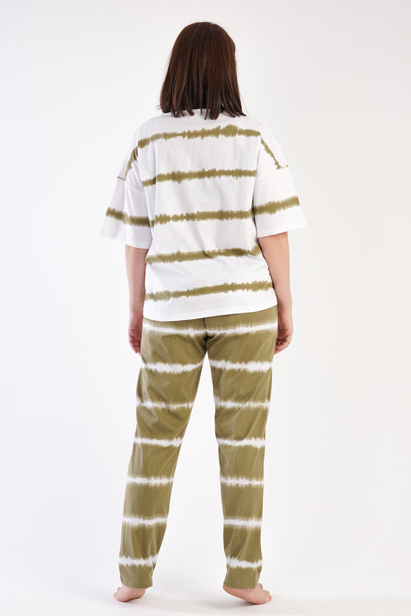 KADIN P.SUPREM XXL V YAKA DUSUK OMUZLU KISA KOL PIJAMA TAKIM - Vienetta1.GrupBEYAZ 11419 - 4