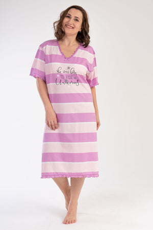 KADIN XXL KISA KOL BABANNE GECELIK 211229 - Vienetta1.GrupPINK