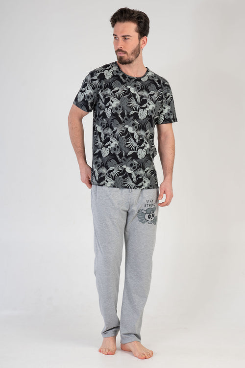 ERKEK SUPREM KISA KOL PIJAMA TAKIM 212087 - Vienetta1.GrupSIYAH