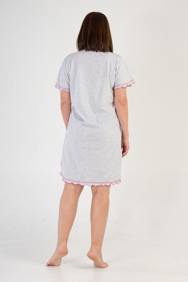 KADIN XXL PATLI KISA KOL TUNIK 302002 - Vienetta1.GrupGRAY MELANGE