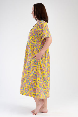 Woman Modal Big Size Yellow Short Sleeve Dress
